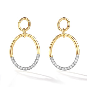 Nagosa 18k Gold Vermeil 925 Sterling Silver Zirconia Double Circle Two Tone Stud Earrings Women Wholesale Jewelry