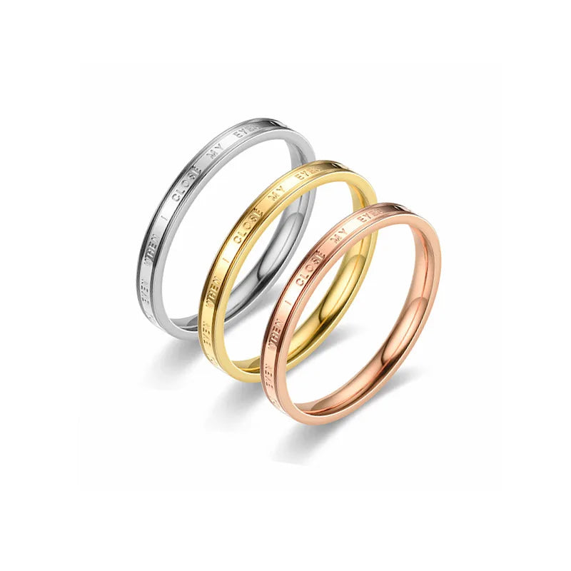 Fashion Design Personality Ring Hand Accessories for All Matching Couple Stainless Steel Wedding Commitment Holiday Gift