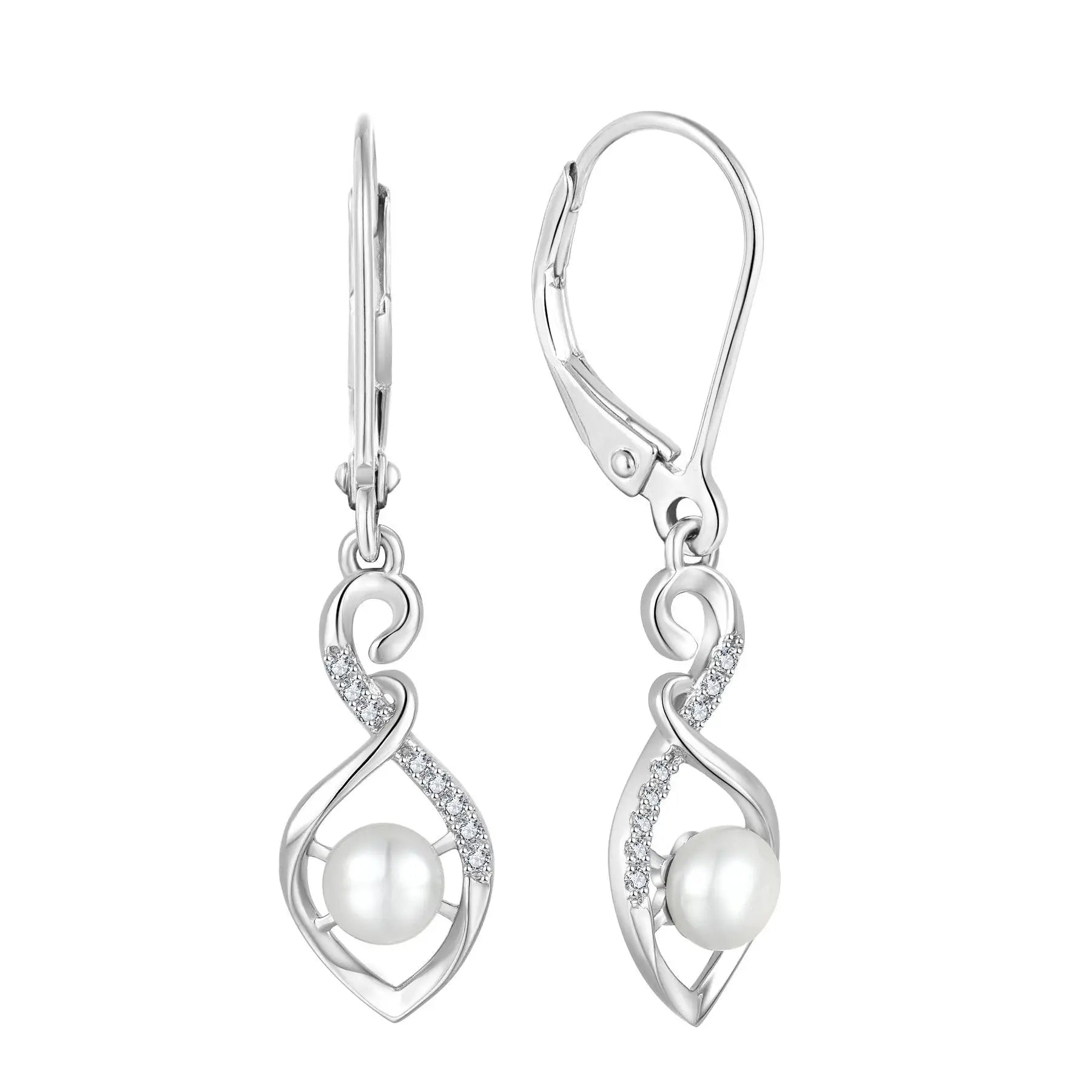 925 Sterling Silver Vintage Earring Rhodium Plated Earrings Dangle Mother of Pearl Earring
