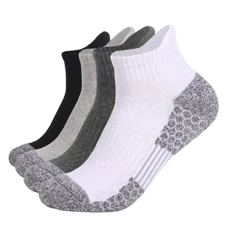 Women and Men's Cotton Moisture Wicking Athletic Socks Wholesale Padded Cushioned Running Ankle Socks for Summer Sports
