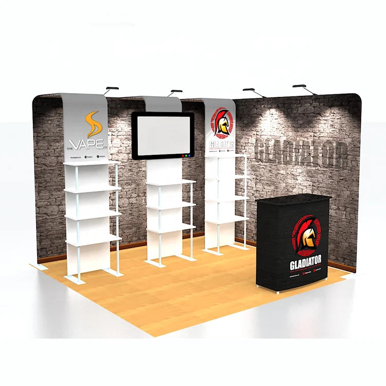 Customizable 10x10 Portable Trade Show Booth Display Stretch Tension Fabric with Aluminum Tube for Exhibitions and Tradeshows