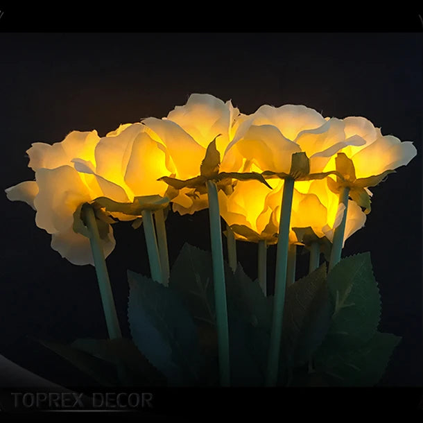 Toprex Decor Flower Decor Wedding Use Outdoor Decorative Artificial Rose New Flower Light