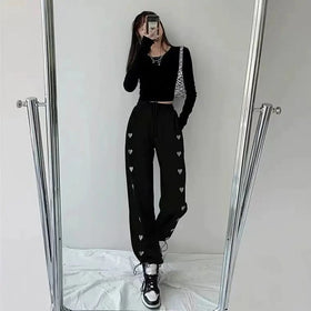 M-2XL Spring/Summer New Drawstring Sports Casual Pants Love Women's Leggings