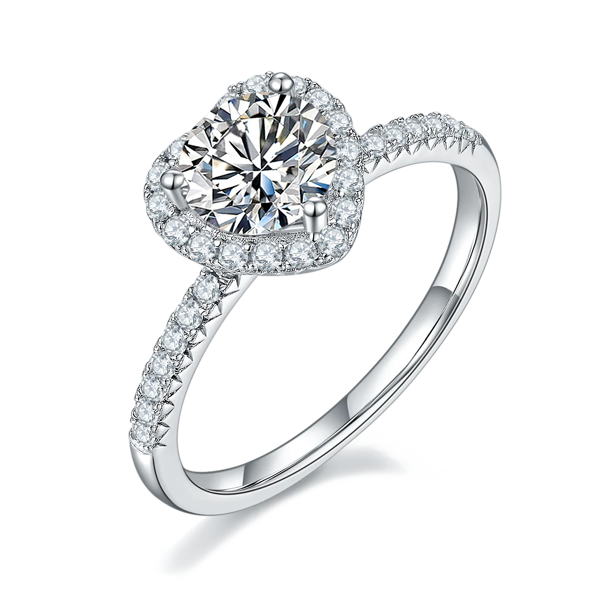 Fashion Jewelry 2022 Hola Moissanite 925 Sterling Silver Ring 1ct Vvs Heart Shape Engagement Moissanite Ring