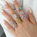 2022 Hot Selling Luxury Diamonds Rings 925 Sterling Silver Rhodium Plated Ring 8A Cubic Zircon Ring for Women