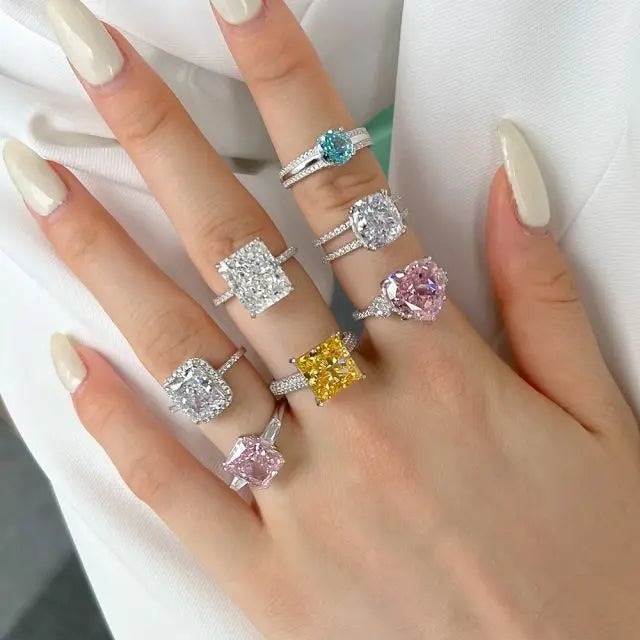 2022 Hot Selling Luxury Diamonds Rings 925 Sterling Silver Rhodium Plated Ring 8A Cubic Zircon Ring for Women