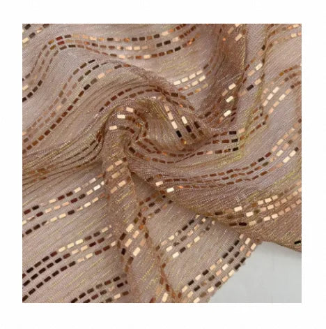 Eco-friendly Wholesale New Design Stretch Moonlight Lurex Trans Sequin Pleated Crinkle Fabric Crepe for Apparel Dress