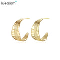 LUOTEEMI Art Dangle Large Gold Stainless Steel Hoop Big Plated Woman Earing Bohemian Jewelry Metal Earrings
