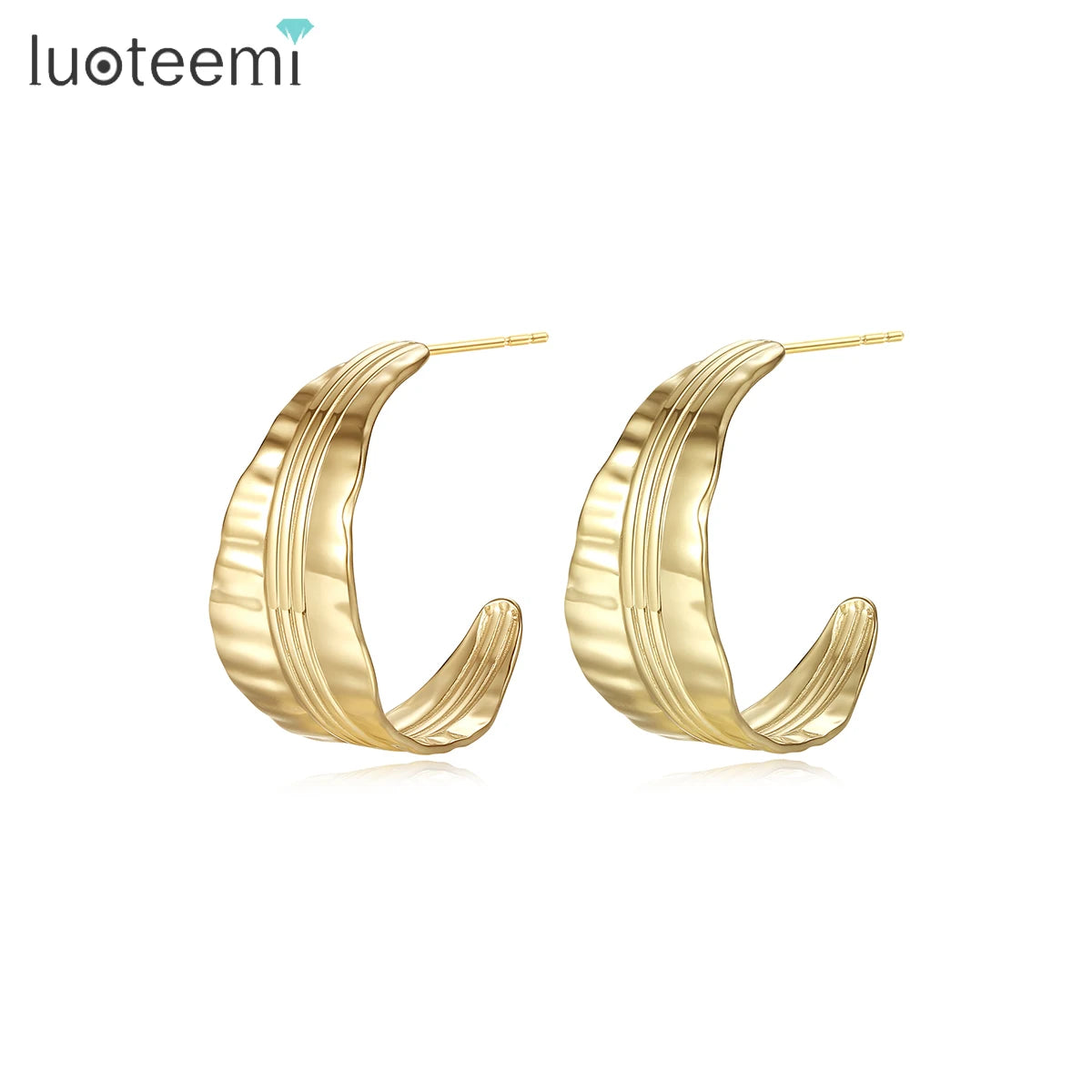 LUOTEEMI Art Dangle Large Gold Stainless Steel Hoop Big Plated Woman Earing Bohemian Jewelry Metal Earrings