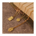 Chris April in Stock Fashion Jewelry PVD Gold Plated 316L Stainless Steel Manual Hammer Surface Square Pendant Necklace