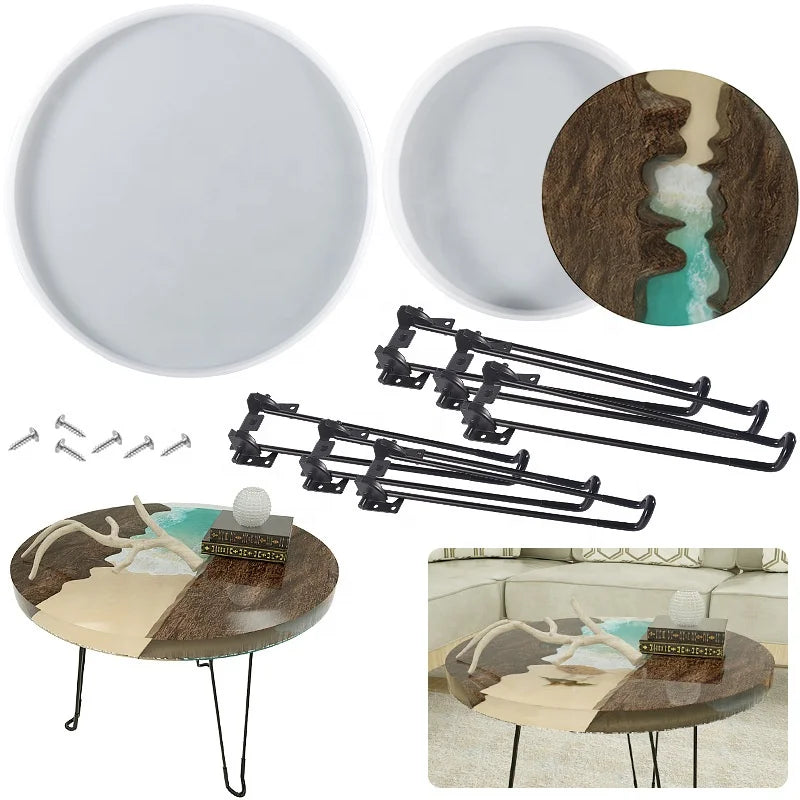DM409 Large Size River Table Writing Board Tray Modes De Selicon Round Coffee Tea Desktop Silicone Mold
