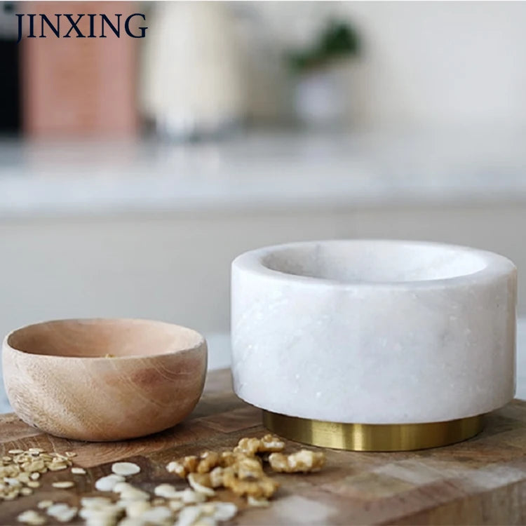 Jin Star Retro Marble Eco-Friendly Polished Garlic Pounder Household Herb Spice Tool Grinding Medicines Thickening Stone Mortar