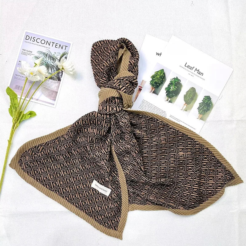 New Digital Printed Shawl Warm Pleated Mid Length Scarf Hijabs Muslim Head Scarf for Women Wholesale