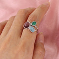 Natural Stone Stainless Steel Ring Personalized Women Wide Finger Jewelry Waterproof Vacation Gift