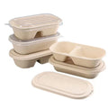 Biodegradable Fastfood Container Takeaway Bagesse Bowl and Plate 2 Compartments Disposable Sugarcane Divider Bento Lunch Box