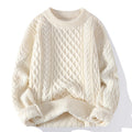 Casual Oversized Knit Sweater Solid Vintage Pullover Sweater Unisex Crewneck Knitted Tops