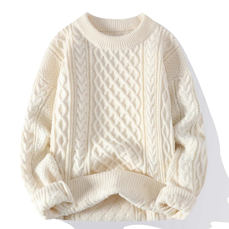 Casual Oversized Knit Sweater Solid Vintage Pullover Sweater Unisex Crewneck Knitted Tops