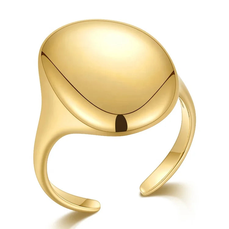 Latest High Quality 18K Gold Plated Stainless Steel Jewelry Elliptical Glossy Finger Rings Hip Hop Accessories Ring R214111