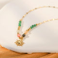 French Vintage Medieval Natural Stone Sun Pendant Necklace Waterproof Titanium Steel 18k Gold No Fading Fashion Necklace Jewelry