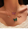 New Arrive Zirconia Butterfly Necklace Charm Bling CZ Glass Butterfly Choker Pendant Bijoux for Women Girl