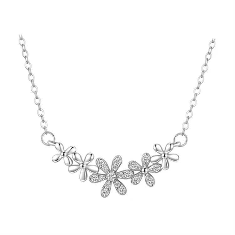 925 Sterling Silver Necklace Female Korean Simple Sweet Daisy Flower Pendant Necklace