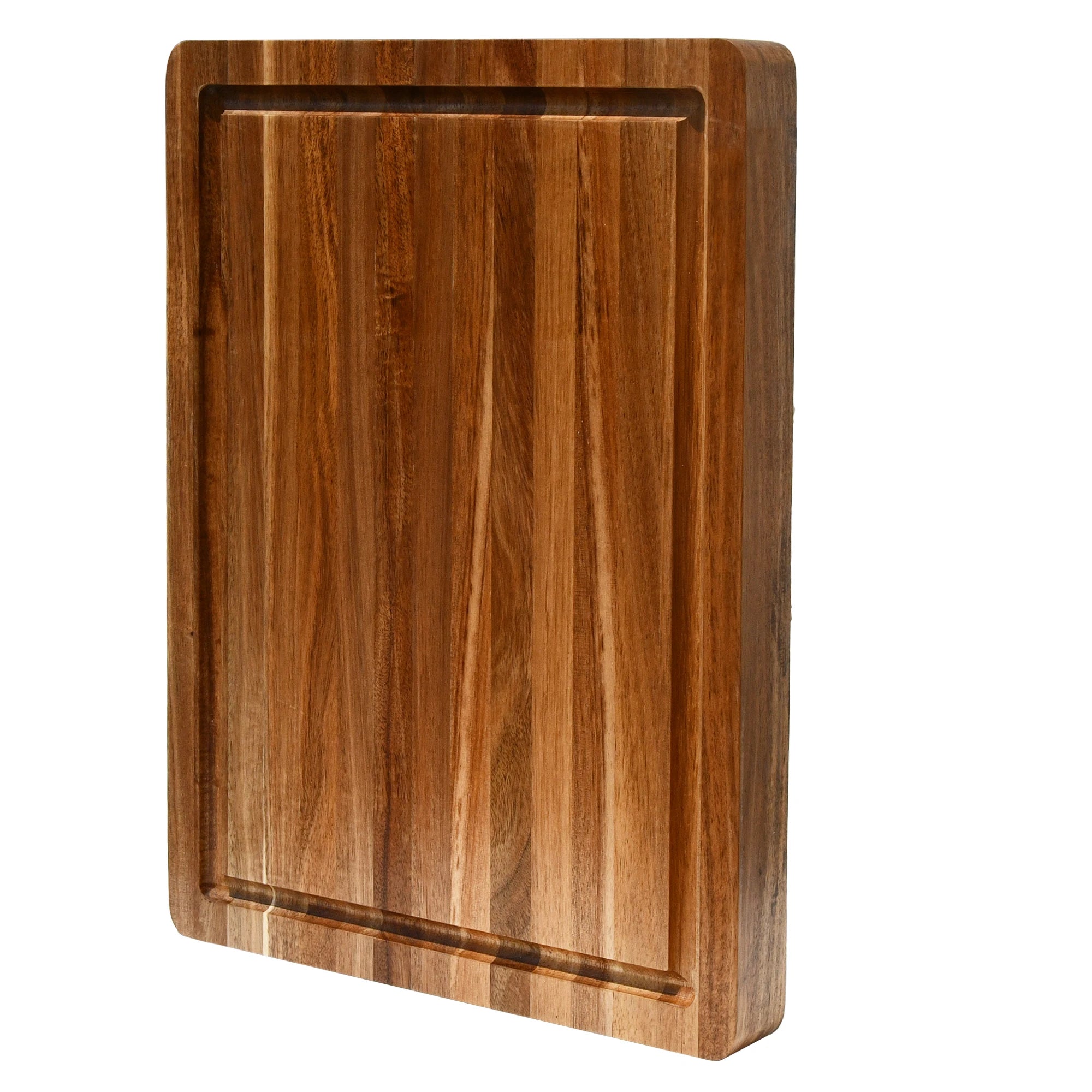 Large Thick Bamboo Cutting Board with Edge Grain Juice Groove Reversible Hand Grips Lifetime Replacement for Kitchen Use
