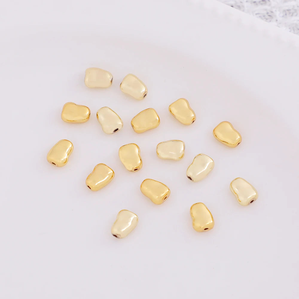 18K Gold Plated Brass Separator Beads Irregular Loose Beads for Jewelry Making No Tarnish Baroque Style Solid Beads