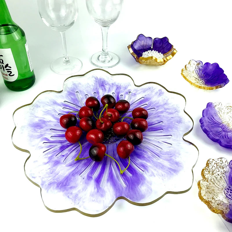 Early Riser Decorative Flowers Shape Storage Coaster Tray Silicone Mold for DIY Fashion Jewelry Sets Stone Home Decor Mouldings