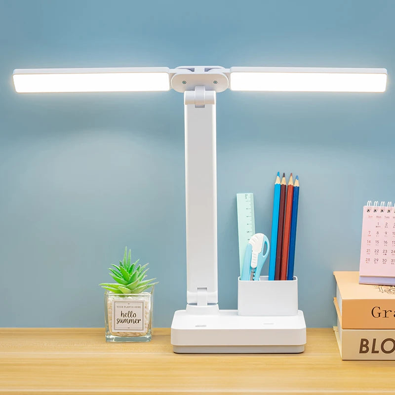 New Product Double Lamp Head Study Lamp  Led Rechargeable No Flicker Table Light Lamp