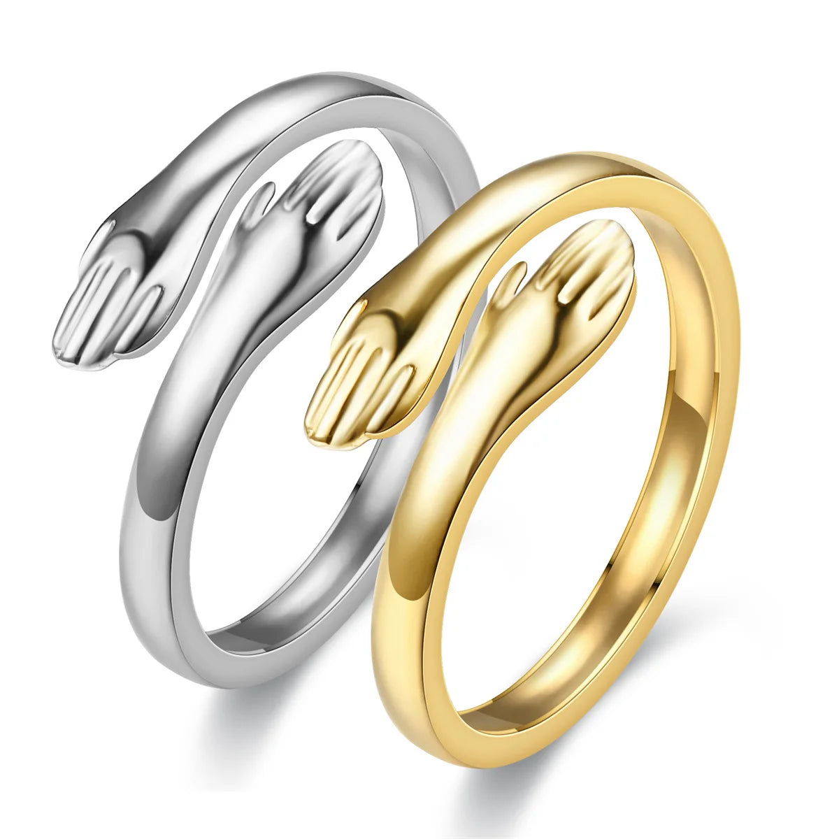 Wholesale New Hug Adjustable Hug Finger Ring Stainless Steel Men Rings Custom Fine Jewelry Rings for Women Girls