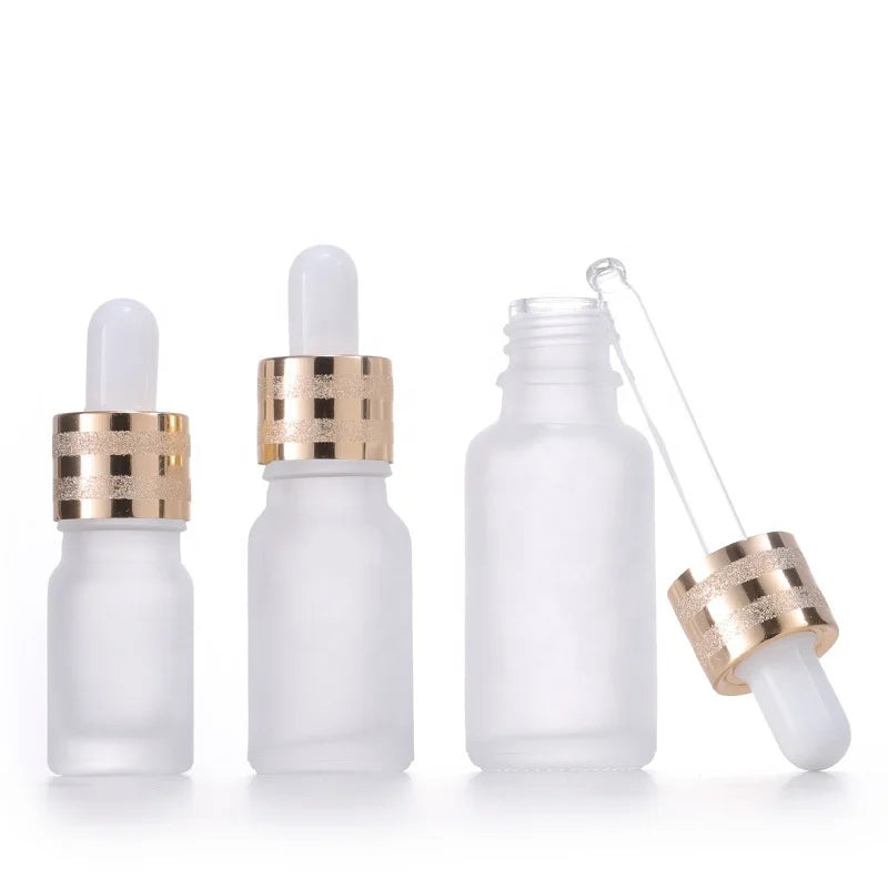 5-100ml Cosmetic Packaging Fancy Essential Oil 30ml 50ml Round Frosted Glass Essential Oil Dropper Bottles
