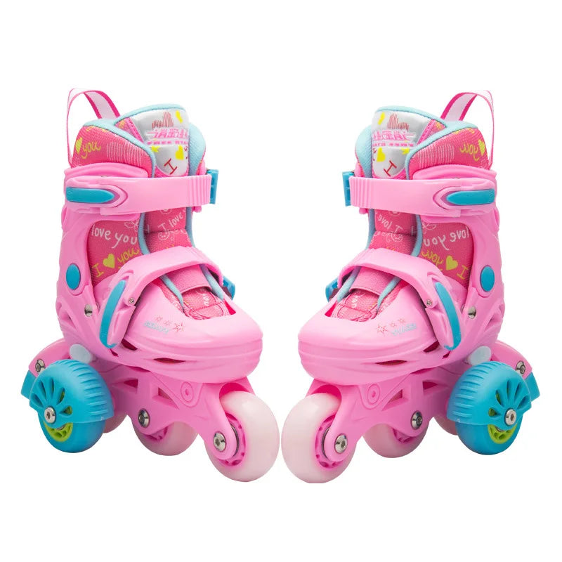 EACH Adjustable Skate Wear-resisting & Breathable Roller Skates  Single Flashing Roller Removable Roller Skate Shoes for Begin