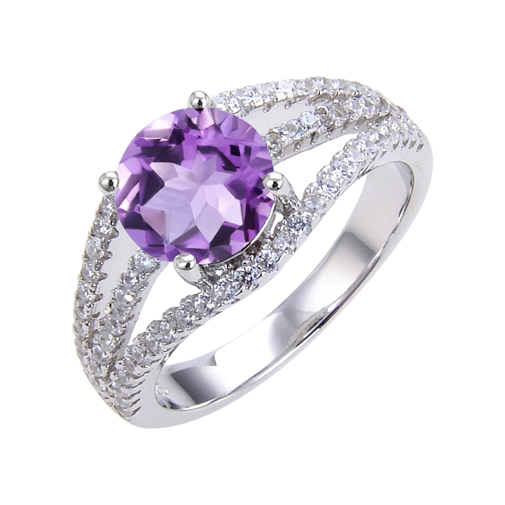Abiding Jewelry Hot Sale Cheap Jewelry 925 Sterling Silver Amethyst Rings Trendy Rings Women