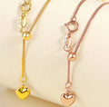 Wholesale Hot Selling Genuine Gold AU750 18k Gold Adjustable Wheat Chain Heart Charm Necklace