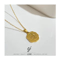 Carline Custom Women's Stainless Steel Zircon CZ 18K Gold PVD Plated Pendant Necklace Link Chain for Anniversary Jewelry Gifts