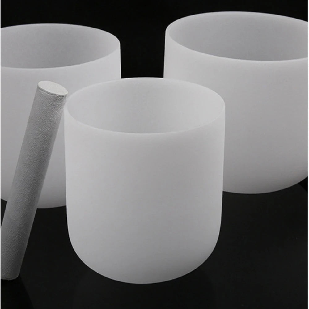 6-8 Inches Fashion Natural Crystal Frosted clear Singing Bowl Crown Crafts Set Sound Healing Quartz Instruments