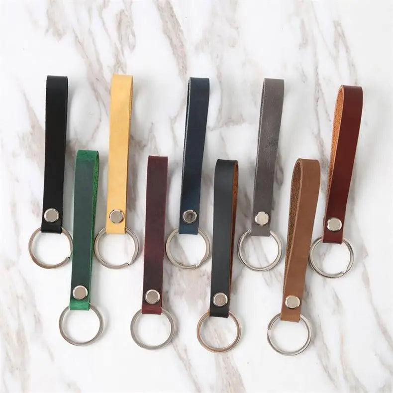Diy Vachette Clasp Slender Leather Key Ring Retro Simplicity for Men and Women High Grade Leather Car Key Ring