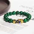 Wholesale Trendy 8/10/12/14mm Green Jade Stone Bracelet Gold Plated Glowing Luminous Pixiu Feng Shui Fine Jewelry Bead Bracelet
