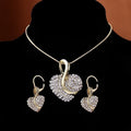 3D Heart Diamond Rhinestone Pendant Necklace Earring Set for Women Jewelry Party