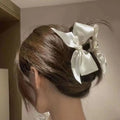 Spring Popular Women Hair Accessories Vintage White Claw Hard Seltzer with Bow Plastic butterfly Hair Claw