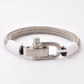 Fashion Nylon Rope Bracelet With Stainless Steel Bruhsed Silver Color Shackle Bracelet for Men