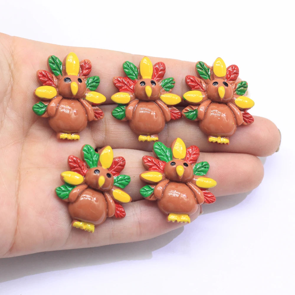 Thanksgiving Turkey Resin Flatback Cabochon for Hair Bow DIY Crafts Making