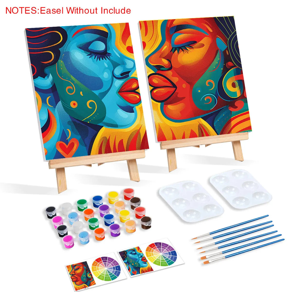 2pcs Framed Paint and Sip Kit Pre Drawn for Painting for Adults Stretched Canvases Painting Paint Party Kits