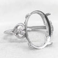 Sterling Silver 13*17mm Semi Mount Ring Empty Frame Blank Support Claws Setting S925 Base Holder Without Center Stone for Inlay