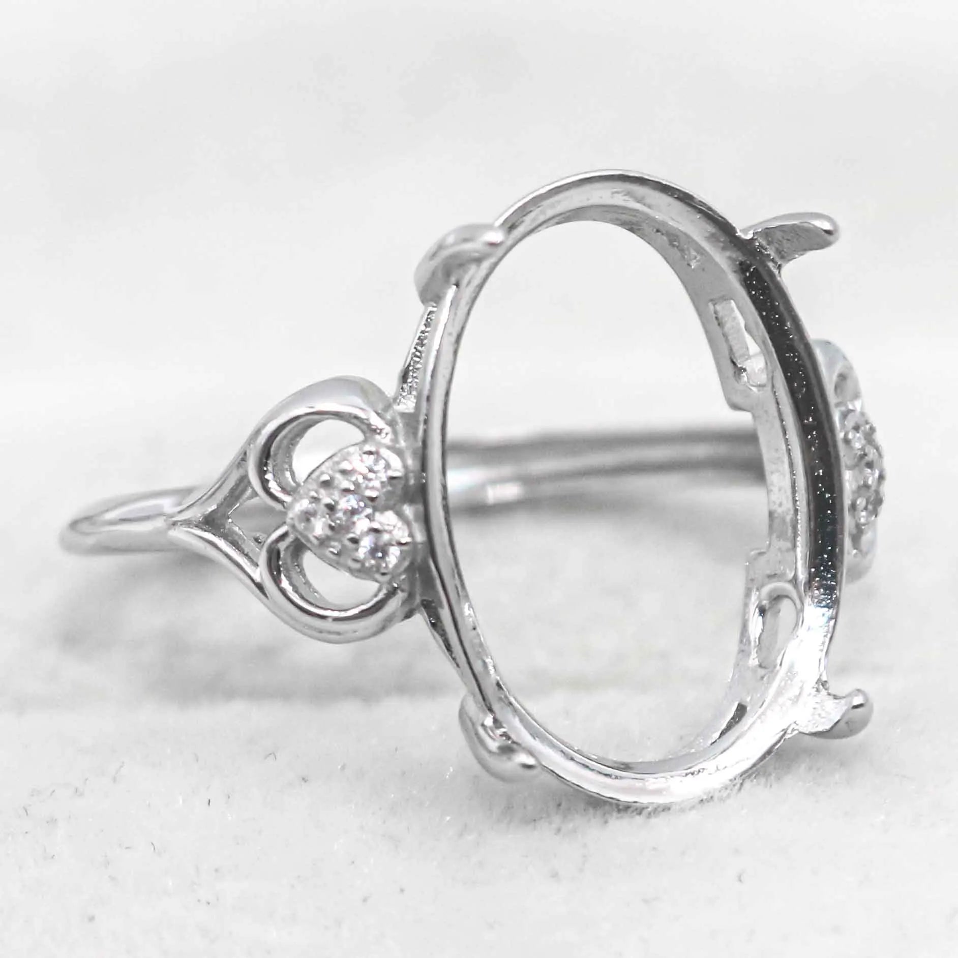 Sterling Silver 13*17mm Semi Mount Ring Empty Frame Blank Support Claws Setting S925 Base Holder Without Center Stone for Inlay