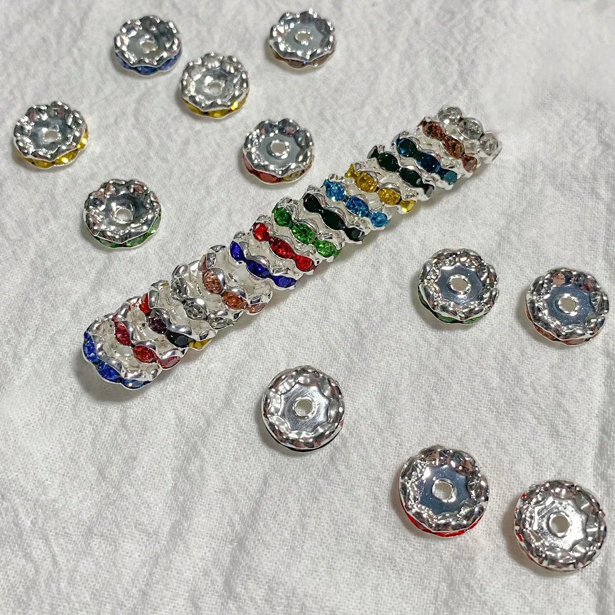 100pcs 12mm Glitter Wave Diamond Crystal Beads Rhinestone Bulk Beadable Spacer Beads for Pens