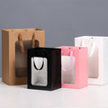 Packaging Gift Carrier Bag Clear Window Flower Bouquet Shopping Kraft Packaging Gift Bags for Small Business