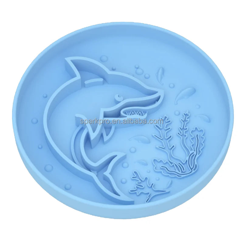 2026 New Design Round Shark Dog Bowl Silicone Slow Feeder Custom Unique Cute Cat Dog Food Feeding Slow Pet Bowl