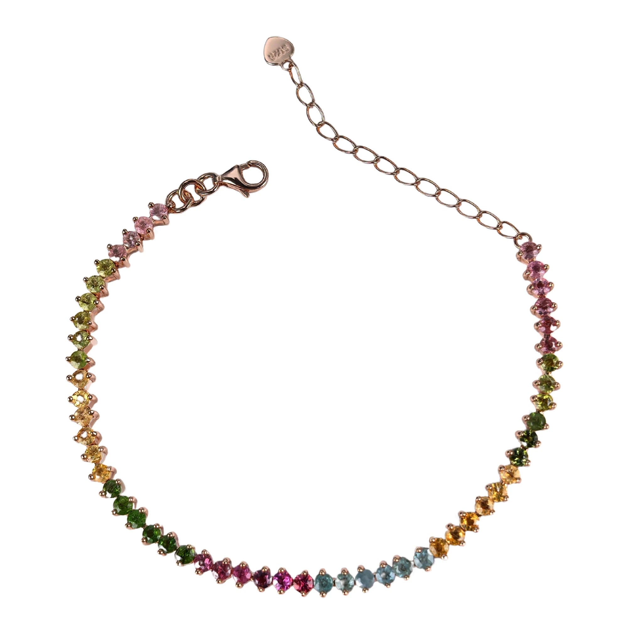 Delicate Rose Gold Plated 925 Silver Jewelry Natural Tourmaline Bracelet for Women Fine Jewelry Bracelets