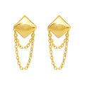 Fashion Jewelry 925 Sterling Silver square Shape Chain Tassel Gold Plated Stud Earrings for Women